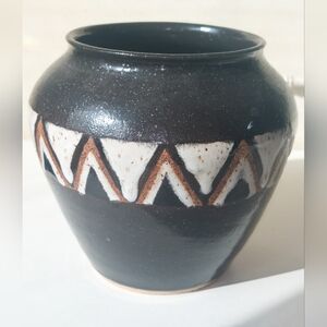 VTG Scandinavian style MCM Studio pottery signed pot planter utensil handmade